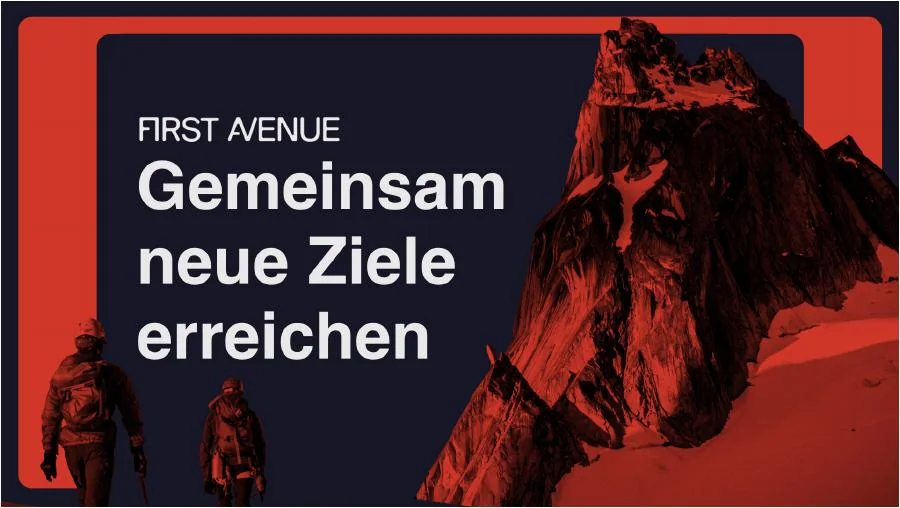 First Avenue campaign visual applied to a mountain image