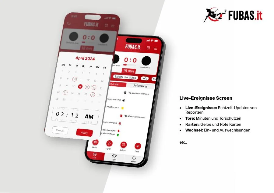FUBAS live match events interface
